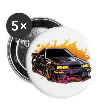 Auto - Illustration - Buttons groß 56 mm (5er Pack) - Weiß - Vorne