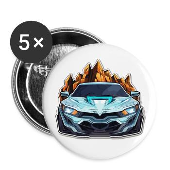 Auto - Illustration - Buttons groß 56 mm (5er Pack) - Weiß - Vorne