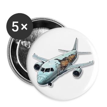 Airplane - illustration - Buttons large 2.2''/56 mm (5-pack) - white - Front