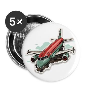 Airplane - illustration - Buttons large 2.2''/56 mm (5-pack) - white - Front