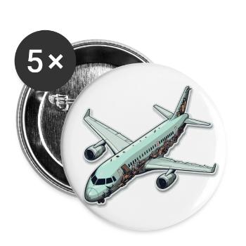 Airplane - illustration - Buttons large 2.2''/56 mm (5-pack) - white - Front
