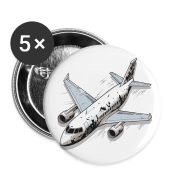Airplane - illustration - Buttons large 2.2''/56 mm (5-pack) - white - Front