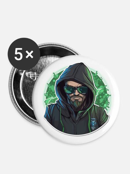 Ethical Hacker - Illustration - Buttons groß 56 mm (5er Pack) - Weiß