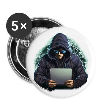 Hacker éthique - Illustration - Lot de 5 grands badges (56 mm) - blanc - Devant