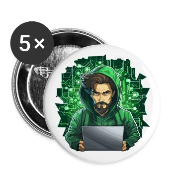 Hacker éthique - Illustration - Lot de 5 grands badges (56 mm) - blanc - Devant