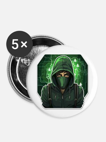 Ethical Hacker - Illustration - Buttons groß 56 mm (5er Pack) - Weiß