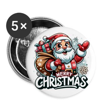 Merry Christmas - Santa Illustration - Buttons large 2.2''/56 mm (5-pack) - white - Front