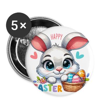 Happy Easter - Easter Bunny Illustration - Buttons large 2.2''/56 mm (5-pack) - white - Front