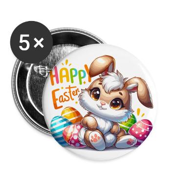 Happy Easter - Easter Bunny Illustration - Buttons large 2.2''/56 mm (5-pack) - white - Front