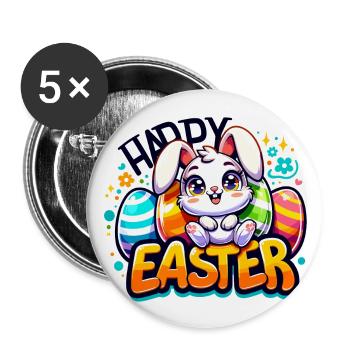 Happy Easter - Easter Bunny Illustration - Buttons large 2.2''/56 mm (5-pack) - white - Front