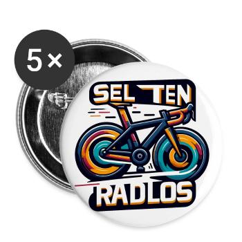 Selten Radlos - Fahrrad Illustration - Buttons groß 56 mm (5er Pack) - Weiß - Vorne