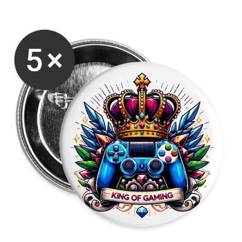 King of Gaming - Controller and Crown Illustration - Buttons large 2.2''/56 mm (5-pack) - white - Front
