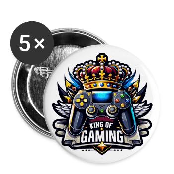 King of Gaming - Controller and Crown Illustration - Buttons large 2.2''/56 mm (5-pack) - white - Front