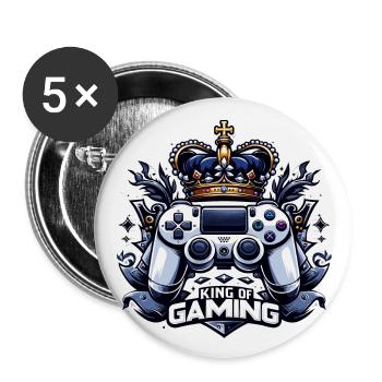 King of Gaming - Controller and Crown Illustration - Buttons large 2.2''/56 mm (5-pack) - white - Front