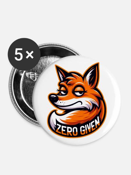 Zero Given - Fuchs Illustration - Buttons groß 56 mm (5er Pack) - Weiß
