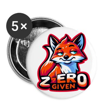 Zéro donné - Illustration de renard - Lot de 5 grands badges (56 mm) - blanc - Devant