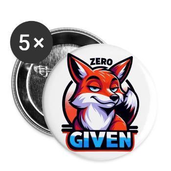 Zéro donné - Illustration de renard - Lot de 5 grands badges (56 mm) - blanc - Devant