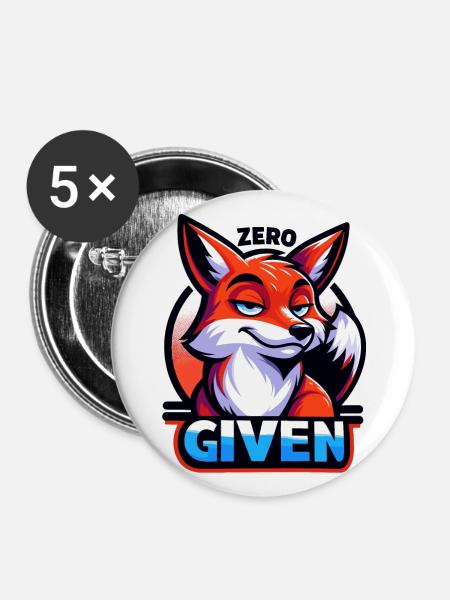 Zero Given - Fuchs Illustration - Buttons groß 56 mm (5er Pack) - Weiß