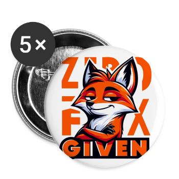 Zéro donné - Illustration de renard - Lot de 5 grands badges (56 mm) - blanc - Devant