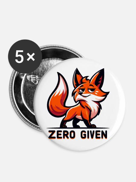 Zero Given - Fuchs Illustration - Buttons groß 56 mm (5er Pack) - Weiß