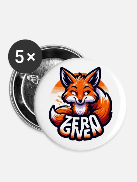 Zero Given - Fuchs Illustration - Buttons groß 56 mm (5er Pack) - Weiß