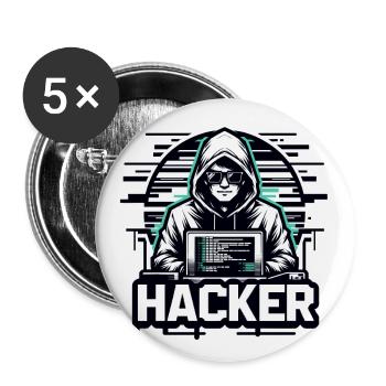 Hacker - Illustration - Buttons groß 56 mm (5er Pack) - Weiß - Vorne