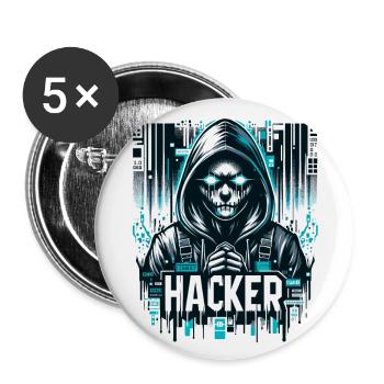 Hacker - Illustration - Buttons groß 56 mm (5er Pack) - Weiß - Vorne