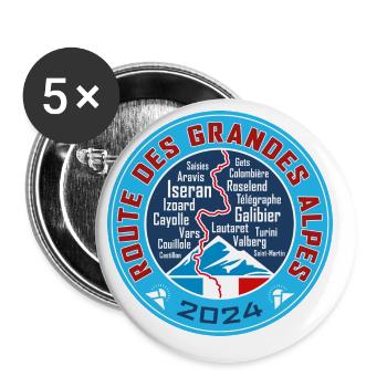 Route des Grandes Alpes V3 | 2024 - Buttons groß 56 mm (5er Pack) - Weiß - Vorne