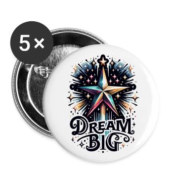 Dream Big - Sternschnuppe Illustration - Buttons groß 56 mm (5er Pack) - Weiß - Vorne