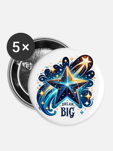 Dream Big - Sternschnuppe Illustration - Buttons groß 56 mm (5er Pack) - Weiß