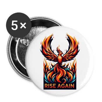 Rise Again - Phönix Illustration - Buttons groß 56 mm (5er Pack) - Weiß - Vorne