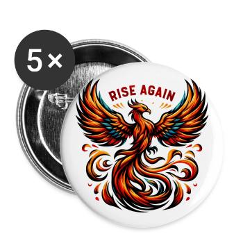 Rise Again - Phönix Illustration - Buttons groß 56 mm (5er Pack) - Weiß - Vorne