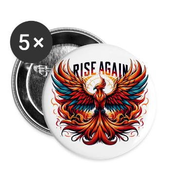 Rise Again - Phönix Illustration - Buttons groß 56 mm (5er Pack) - Weiß - Vorne
