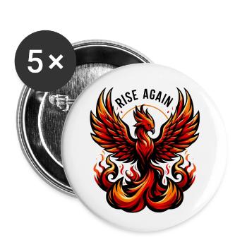 Rise Again - Phönix Illustration - Buttons groß 56 mm (5er Pack) - Weiß - Vorne