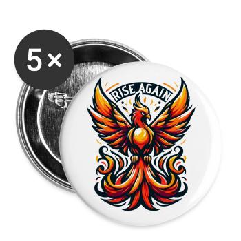 Rise Again - Phönix Illustration - Buttons groß 56 mm (5er Pack) - Weiß - Vorne