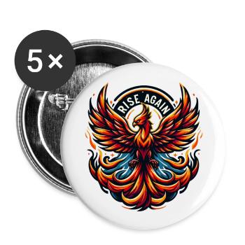 Rise Again - Phönix Illustration - Buttons groß 56 mm (5er Pack) - Weiß - Vorne