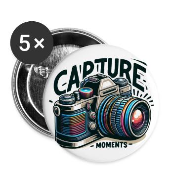 Capture Moments - Camera Illustration - Buttons large 2.2''/56 mm (5-pack) - white - Front