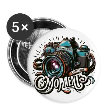 Capture Moments - Camera Illustration - Buttons large 2.2''/56 mm (5-pack) - white - Front