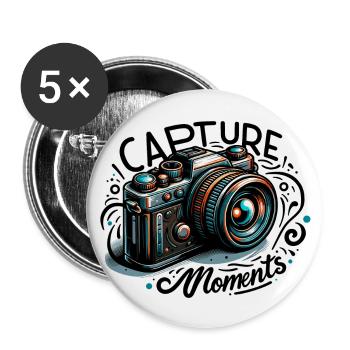 Capture Moments - Camera Illustration - Buttons large 2.2''/56 mm (5-pack) - white - Front