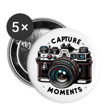 Capture Moments - Camera Illustration - Buttons large 2.2''/56 mm (5-pack) - white - Front