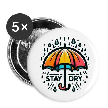 Restez au sec - Illustration de parapluie - Lot de 5 grands badges (56 mm) - blanc - Devant
