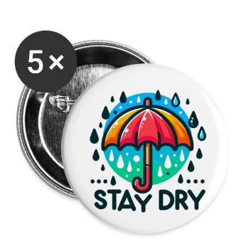 Restez au sec - Illustration de parapluie - Lot de 5 grands badges (56 mm) - blanc - Devant