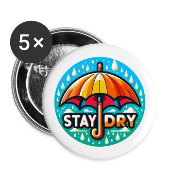 Restez au sec - Illustration de parapluie - Lot de 5 grands badges (56 mm) - blanc - Devant