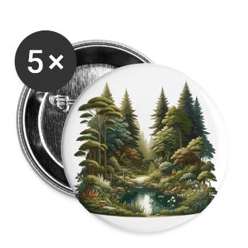 Landscape - Illustration - Buttons large 2.2''/56 mm (5-pack) - white - Front
