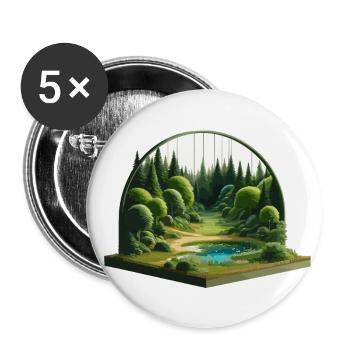 Landscape - Illustration - Buttons large 2.2''/56 mm (5-pack) - white - Front