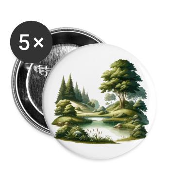 Landscape - Illustration - Buttons large 2.2''/56 mm (5-pack) - white - Front