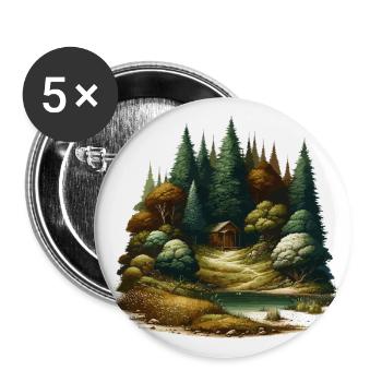 Landscape - Illustration - Buttons large 2.2''/56 mm (5-pack) - white - Front