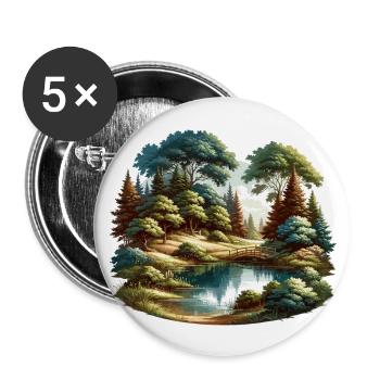 Landscape - Illustration - Buttons large 2.2''/56 mm (5-pack) - white - Front