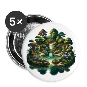 Paysage - Illustration - Lot de 5 grands badges (56 mm) - blanc - Devant