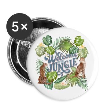 Cheetahs and Welcome to the Jungle - Buttons large 2.2''/56 mm (5-pack) - white - Front